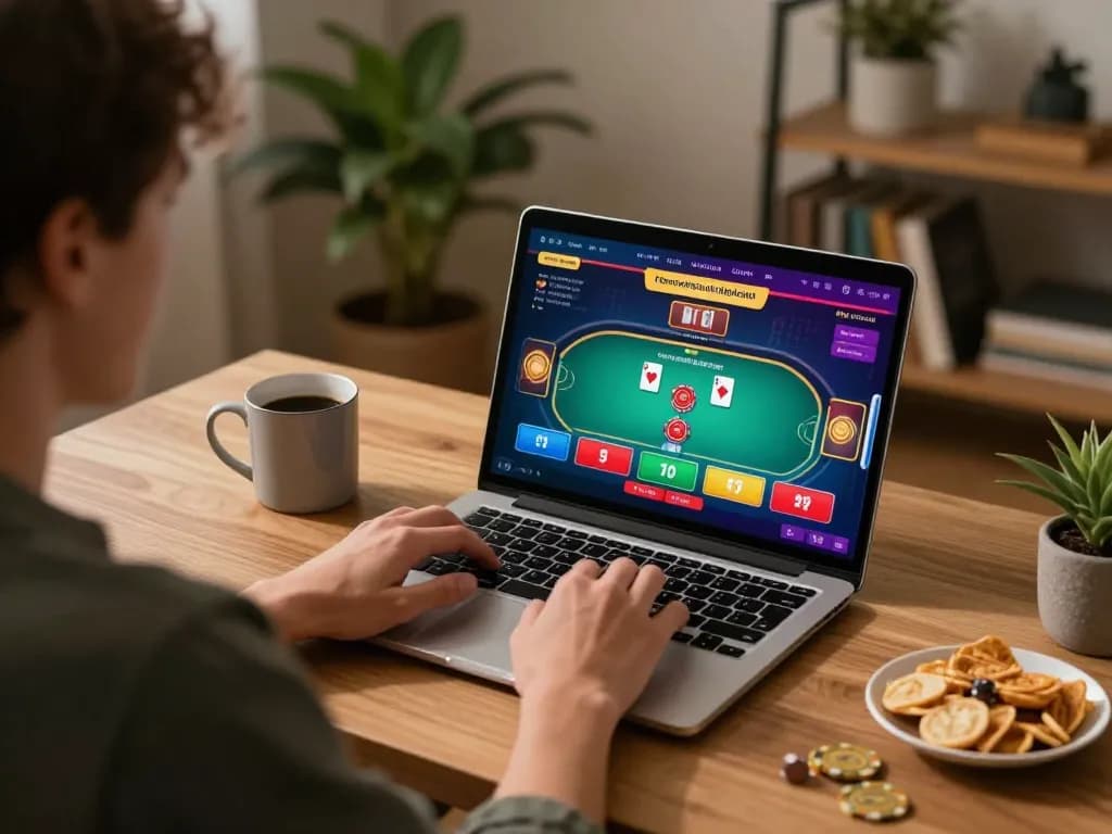 Winning poker game at home on https://hitclub.creditcard/ with cozy atmosphere and engaging screen.