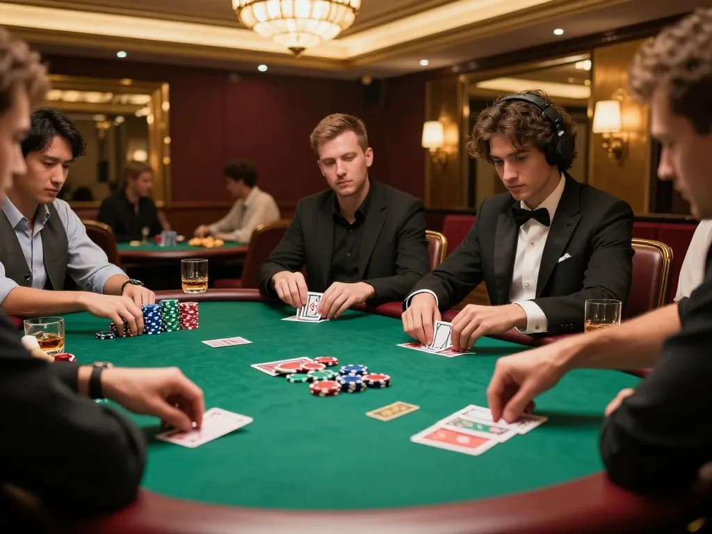 Sonclub players engaged in an intense poker game in a luxurious private gaming room, showcasing strategic gameplay.