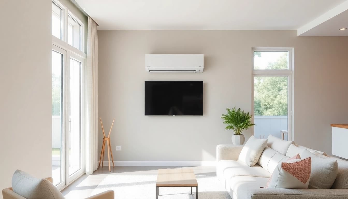 Install a mitsubishi mini split ac in a sleek, modern living space for optimal comfort.