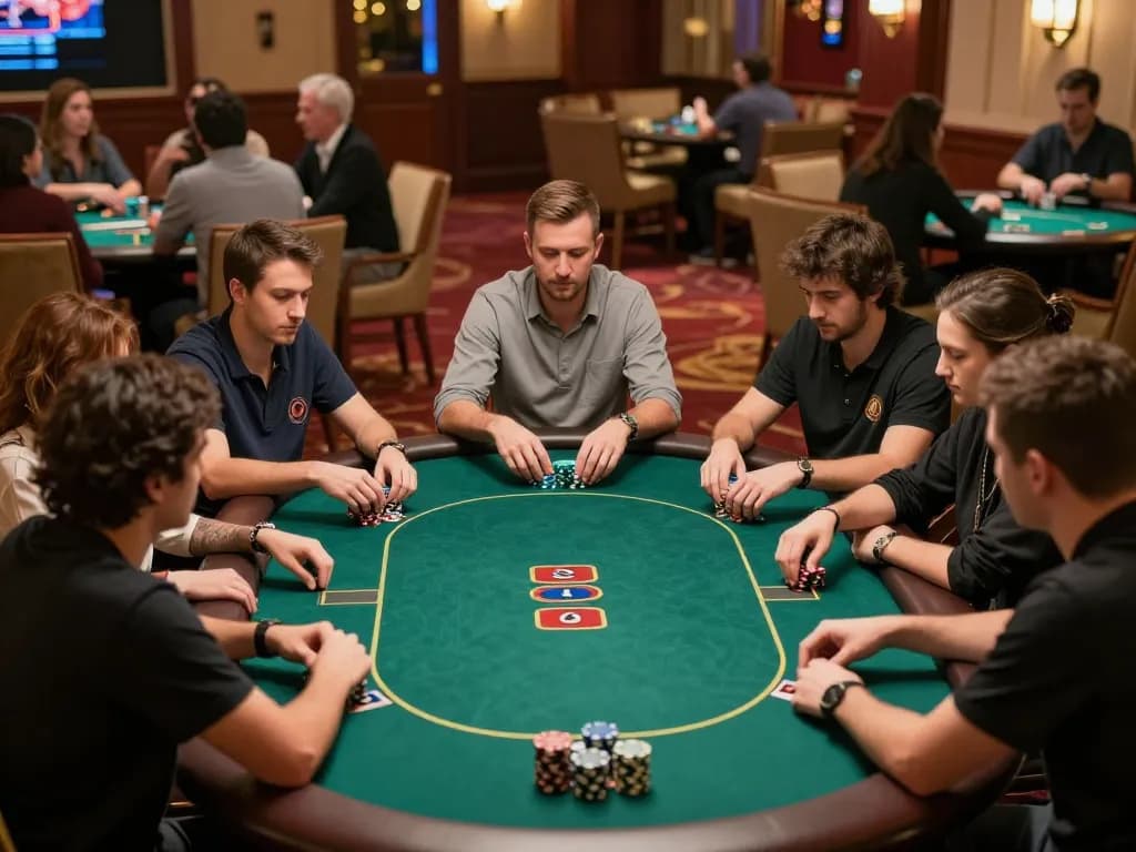 Players engage in an intense poker game at 789F, showcasing strategy and excitement.