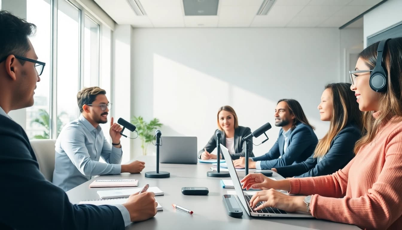 Capture of professionals utilizing call recording in an engaging meeting, showcasing collaboration and efficient communication.