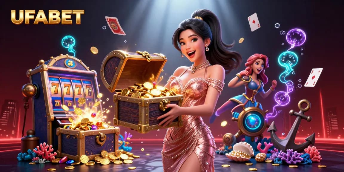 Experience excitement at UFABET with a magical treasure chest filled with coins and gems.
