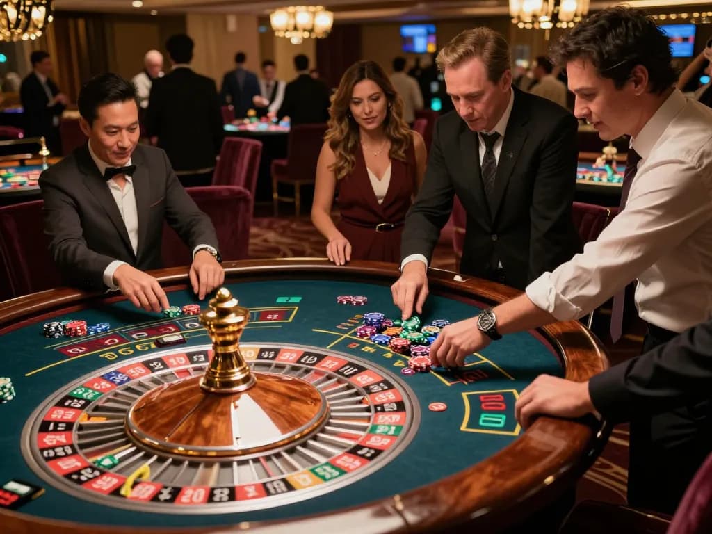 Players experience the thrill of roulette at https://da88up.com/ with chips and winning colors