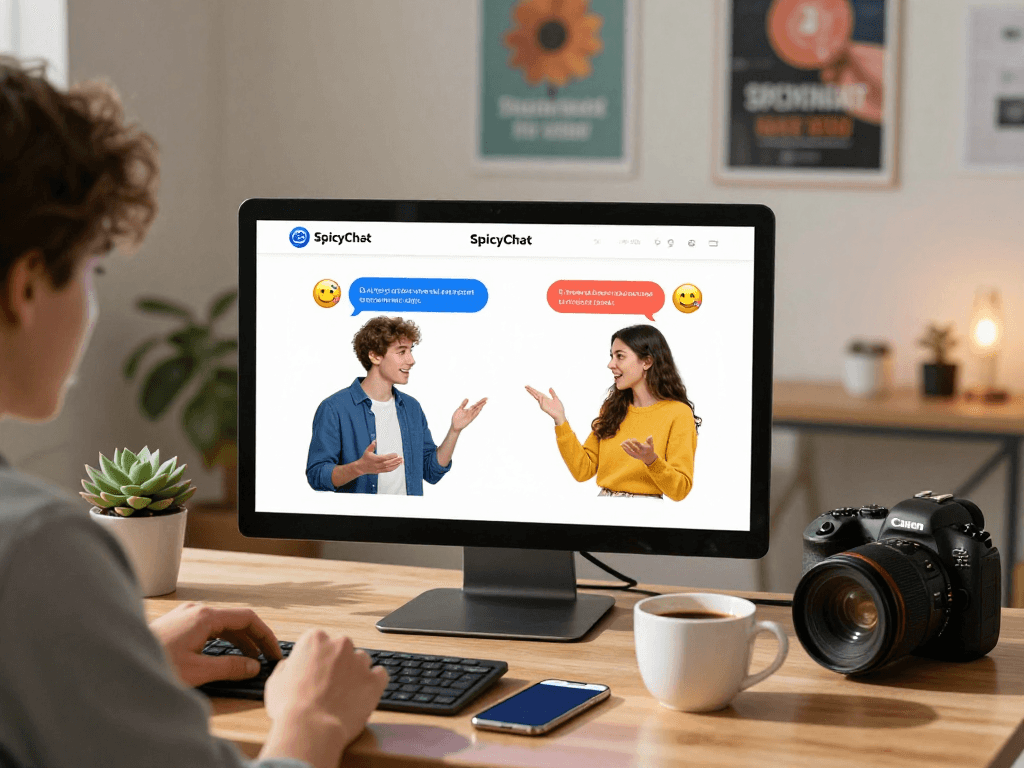Engaging chat on SpicyChat with lively conversation bubbles on digital devices.