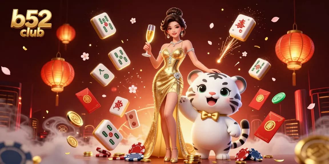 Win big with b52 club's exciting gameplay featuring a glamorous woman and a lucky white tiger.