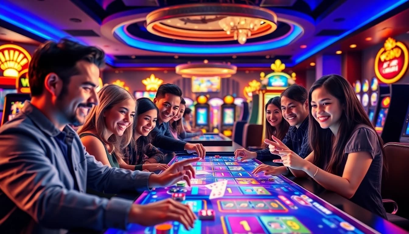 Exciting online casino experience at new88go.com with diverse players and vibrant gaming atmosphere.
