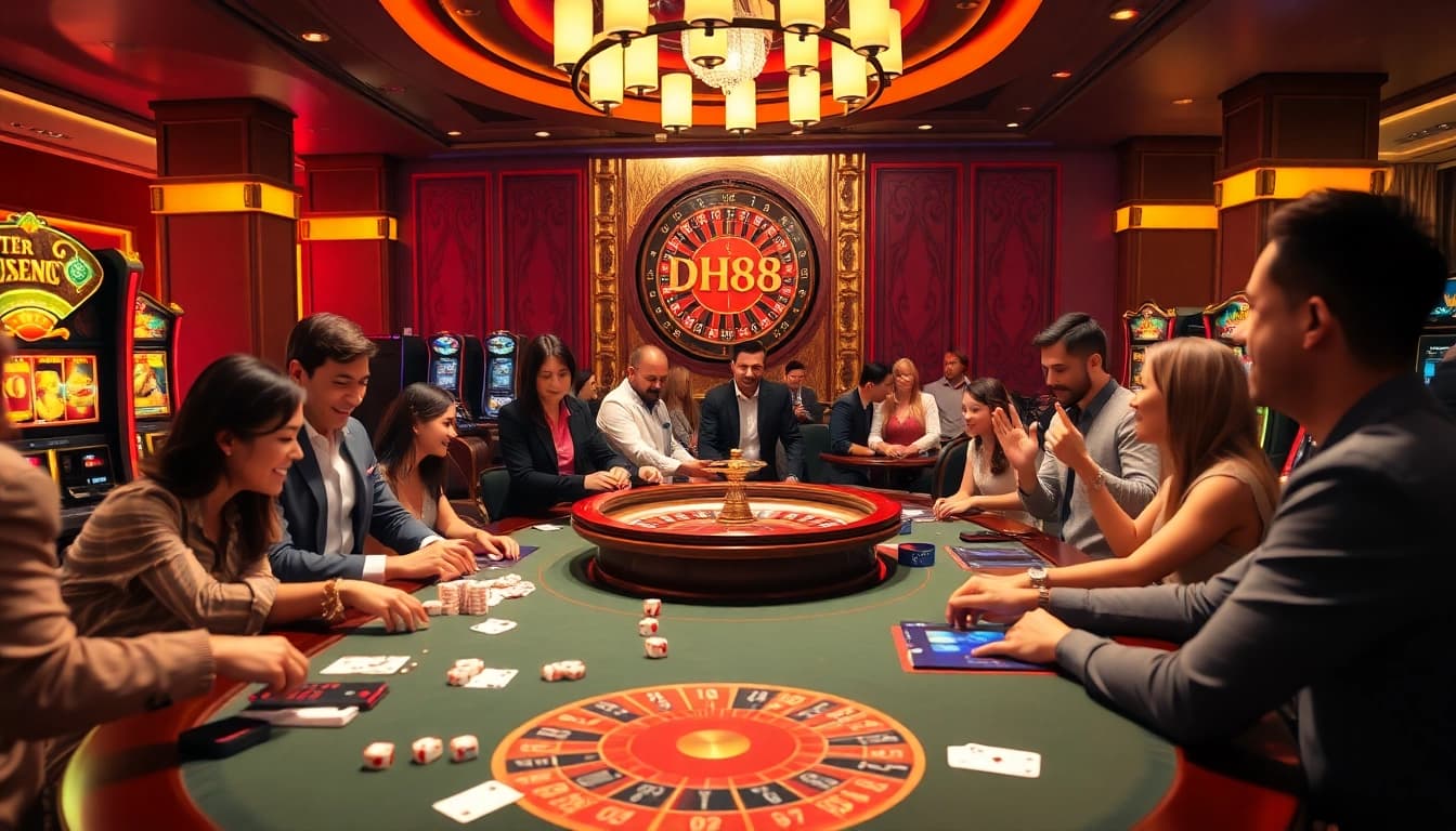 Players enjoying exciting games at the luxurious DH88 casino, showcasing the thrill of gambling.