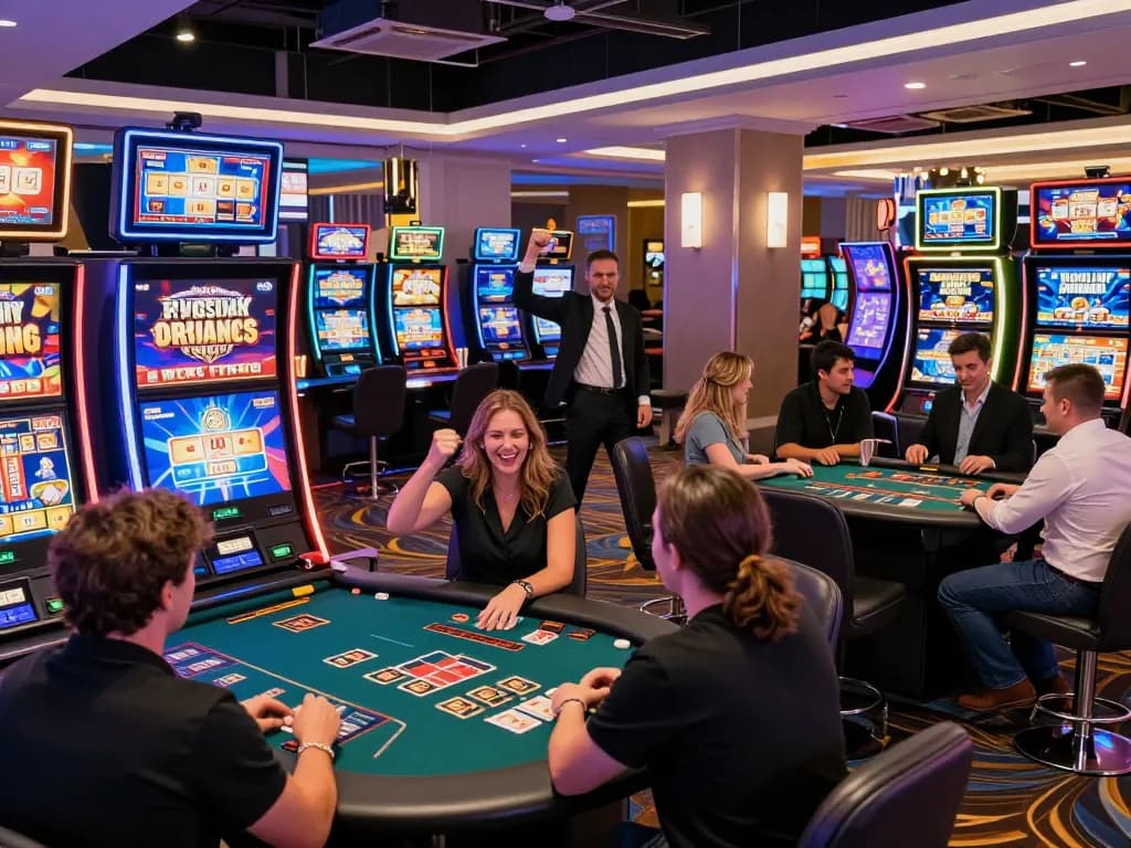 Exciting tk88 online gambling platform with diverse players enjoying vibrant casino games.