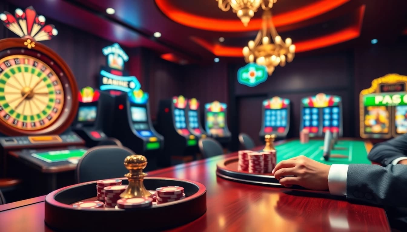 Experience exhilarating gameplay on https://az888.futbol with vibrant roulette, poker chips, and cards igniting casino excitement.