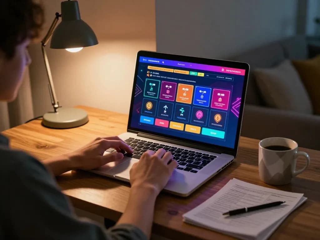 Engaging online gaming scene showcasing de bet options on a laptop for strategic gambling