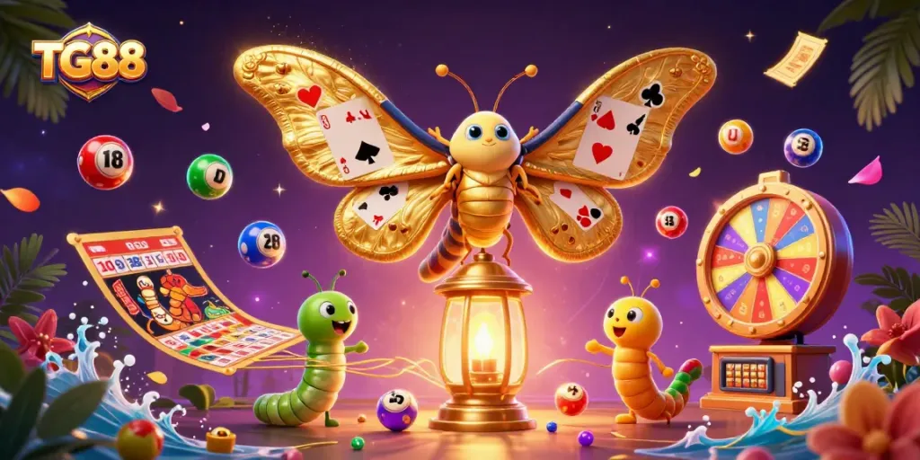 Win big with TG88: Explore vibrant casino scenes filled with colorful games and excitement.