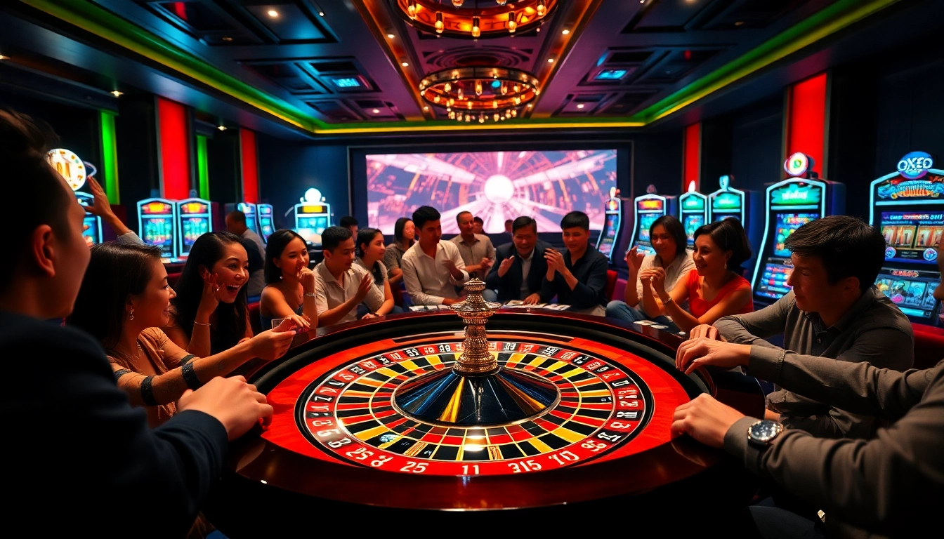 Players enjoying a thrilling roulette game at Nhà Cái QQ88 casino.