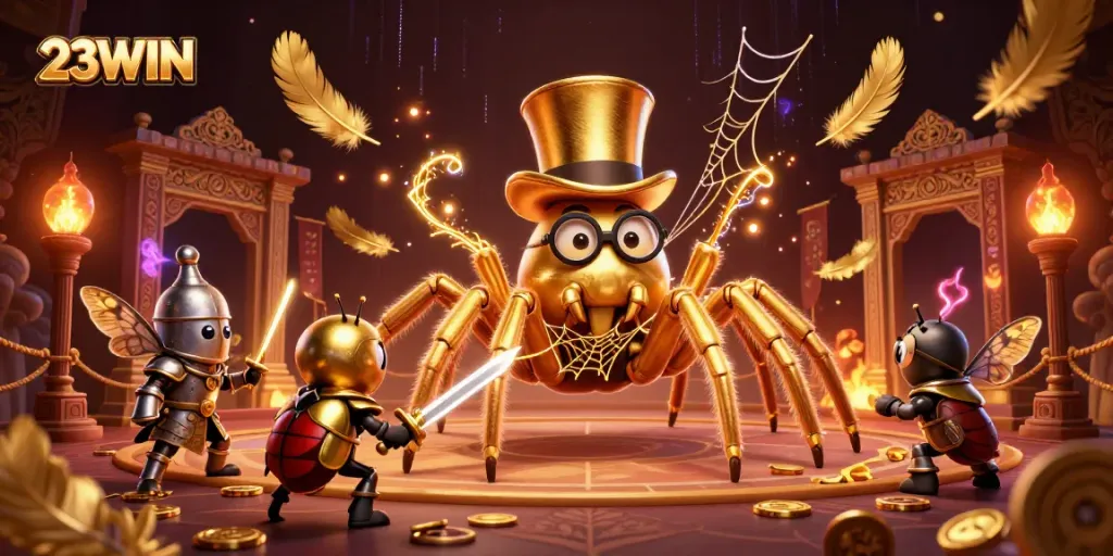 Experience 23WIN's dynamic gaming adventure with a 3D illustration of an exciting casino scene.