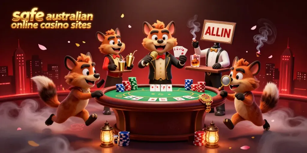 Entertain with safe australian online casino sites while hyenas perform comedy in a lively casino.