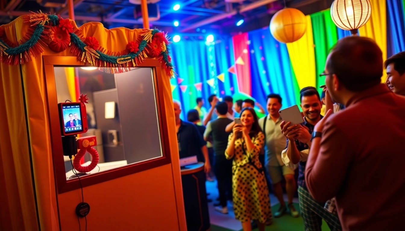 Enjoy a photo booth rental experience at a lively event with guests capturing fun moments.