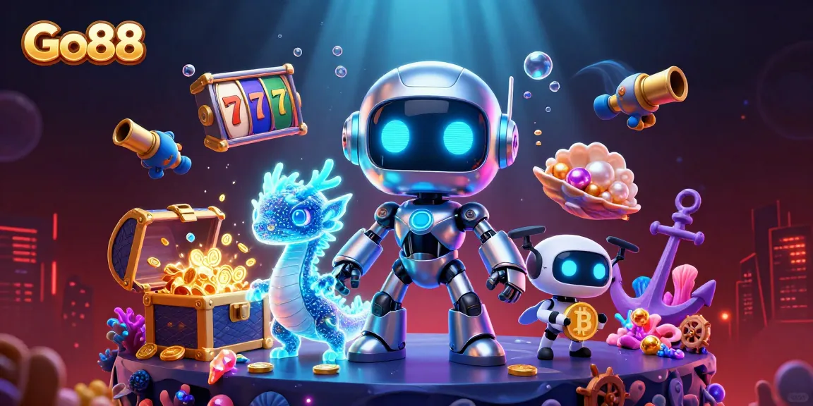 Engage in thrilling gameplay at Go88 with vibrant slots, treasure, and futuristic characters.