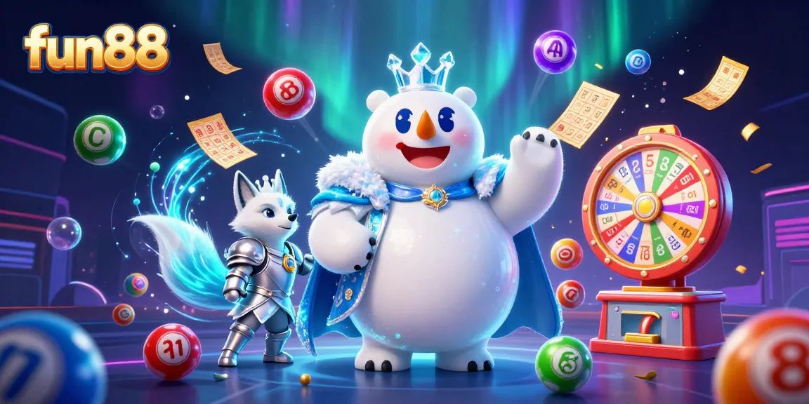 Engage with fun88's vibrant lottery and gaming world featuring colorful balls and dynamic prizes.
