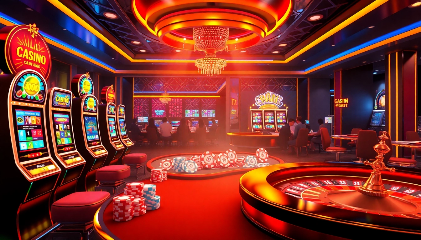 Exciting gameplay at nhà cái kim88 with vibrant slots and engaged players in a luxurious casino setting.