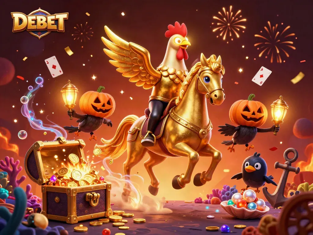 Engage in thrilling gameplay with DEBET while surrounded by an enchanting casino landscape.