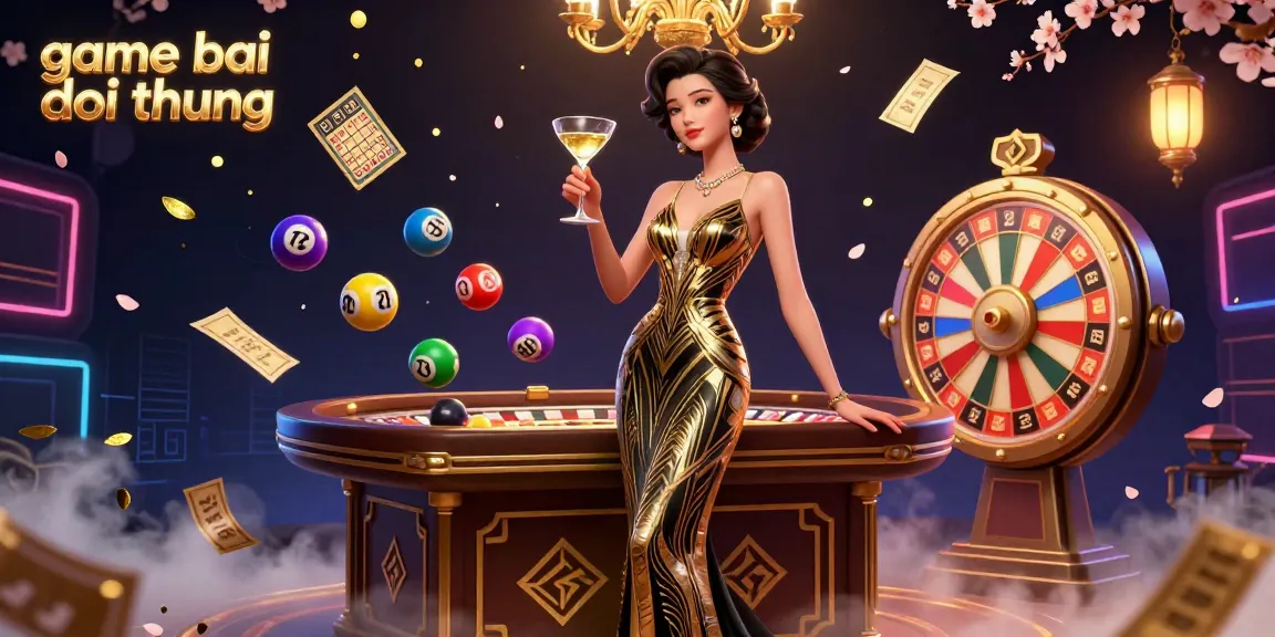 Experience game bai doi thuong in vibrant, ultra-detailed 3D illustration with dynamic lottery elements.