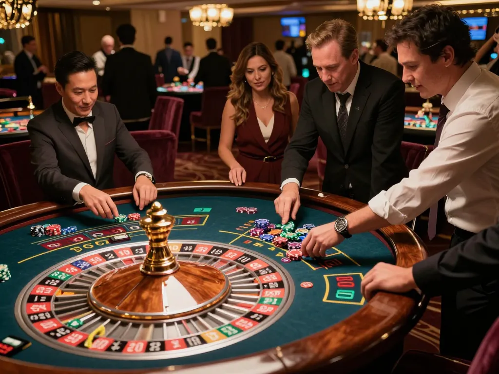 Players experience the thrill of roulette at https://da88up.com/ with chips and winning colors