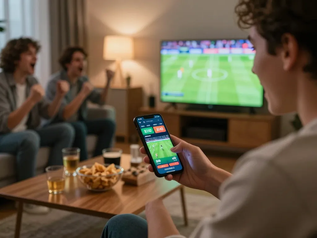Engaging sports betting action featuring real-time tỷ lệ kèo bóng đá on a mobile app during a live match.