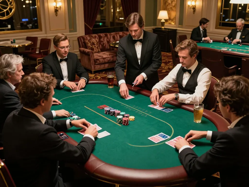 Experience the thrill of RR88 in a luxurious VIP poker room with elegant décor and active gameplay.