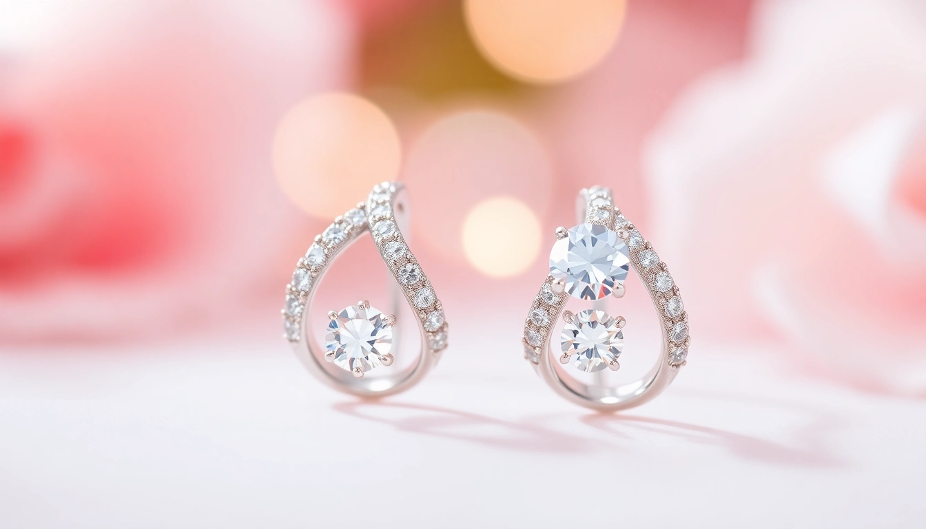 Admire diamond helix earrings for Valentine’s Day showcasing intricate designs and brilliant sparkle.