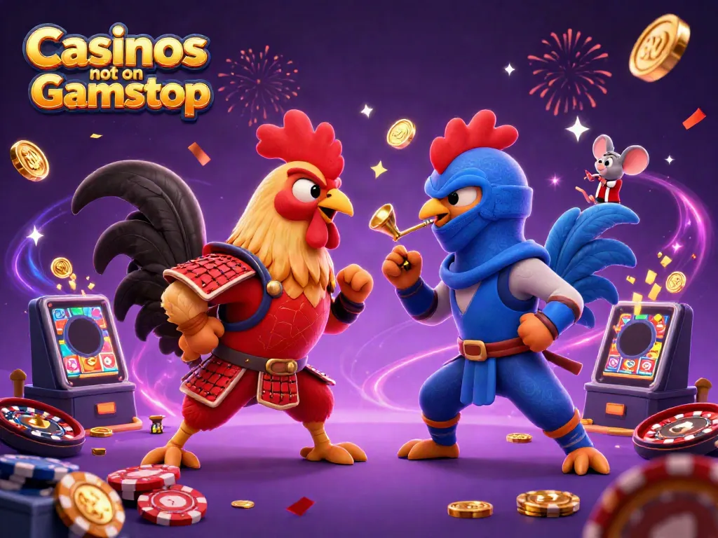 Experience the excitement of Casinos not on Gamstop with vibrant roosters and dynamic gaming elements.