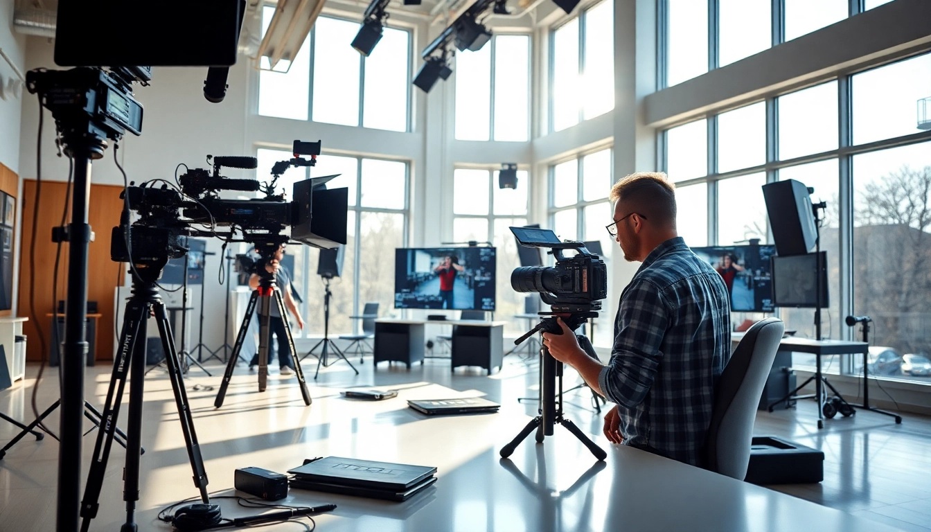 Dynamic scene showing a Video production agency at work, highlighting creativity in a professional studio.