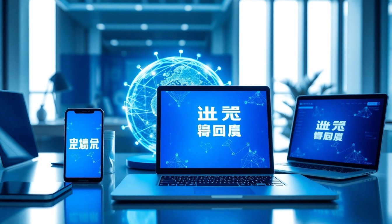 在现代设备上显示的快连下载应用，象征全球互联性和隐私保护。