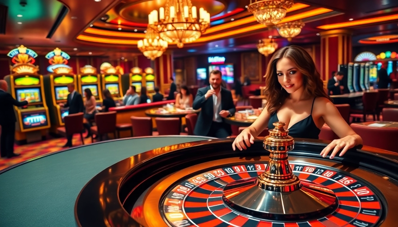Kuwin players enjoying an exciting casino atmosphere at the roulette table and slot machines.