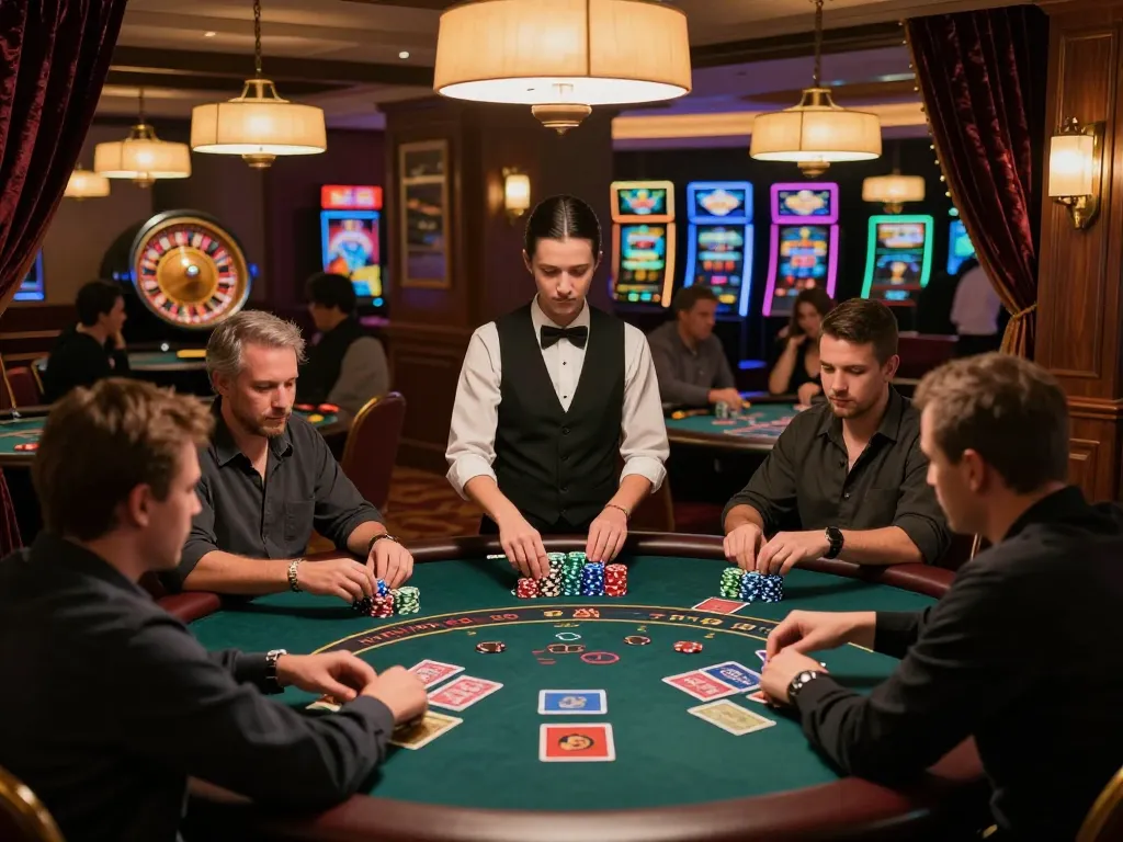 Engaged players at blackjack tables showcasing strategic gameplay within the liên minh okwin casino.