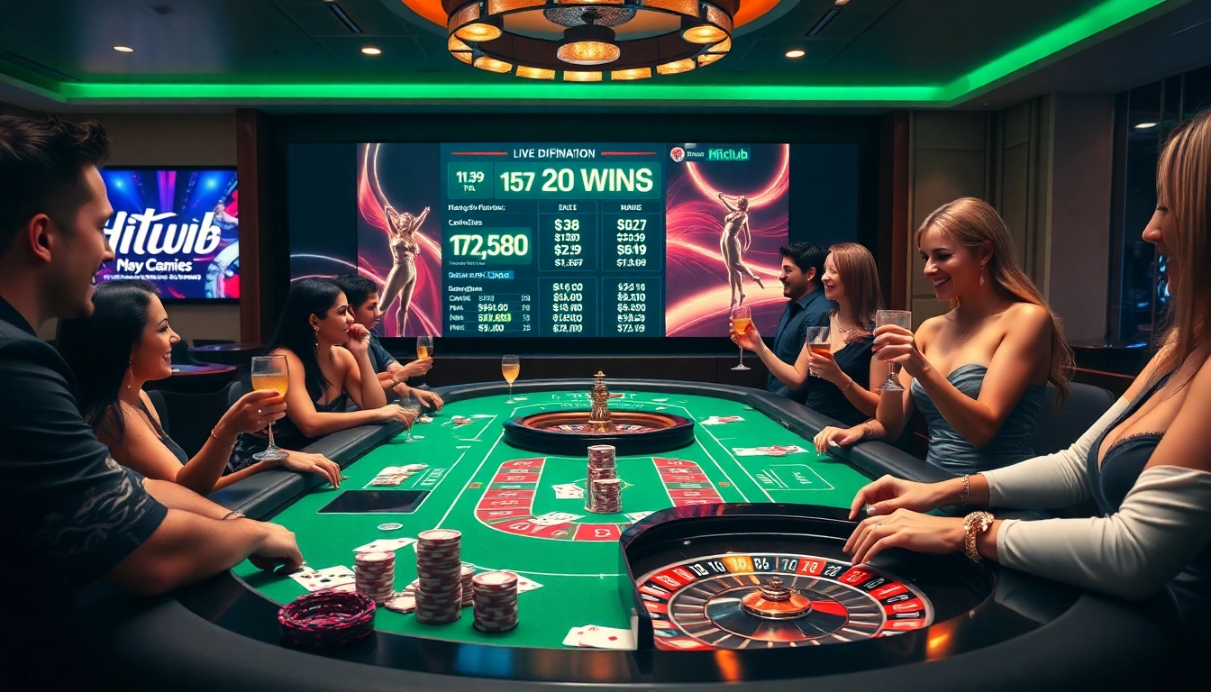 Hitclub players experiencing the thrill of high-stakes poker at a luxurious casino table.