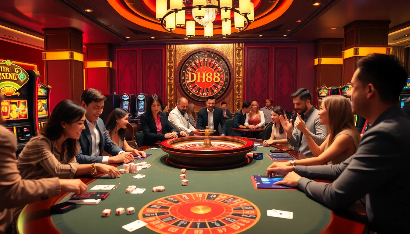 Players enjoying exciting games at the luxurious DH88 casino, showcasing the thrill of gambling.