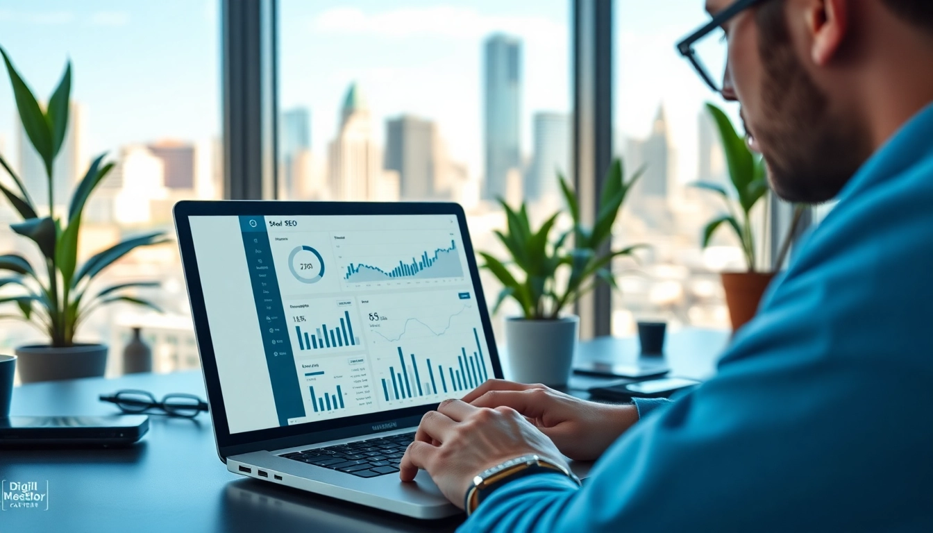Analyze SEO Rank through data-driven strategies in a modern office.