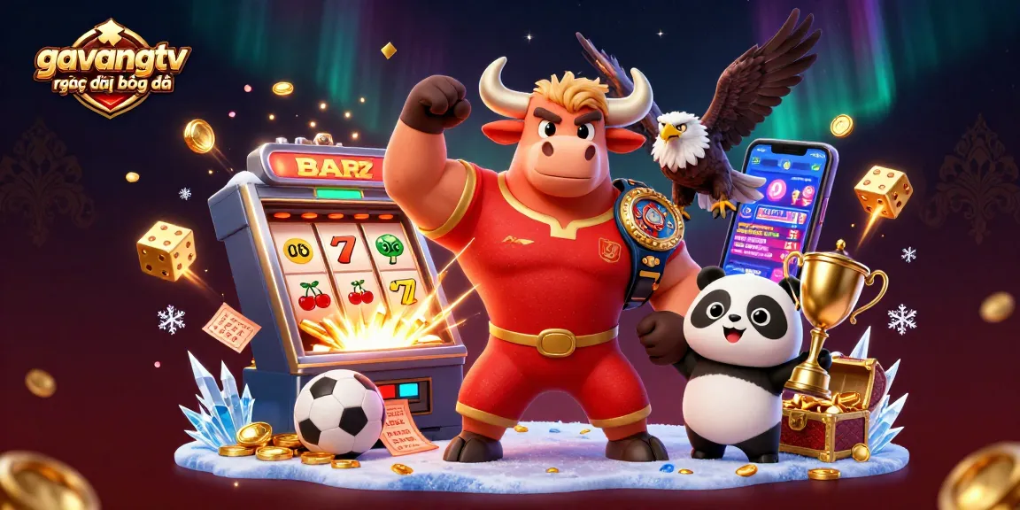 Experience the thrill of gavangtv trực tiếp bóng đá with vibrant 3D characters celebrating winning moments.