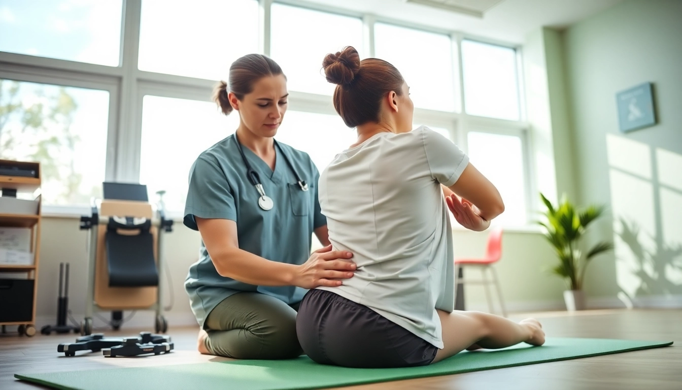 Practitioner demonstrating back pain solutions for effective relief in a clinical setting.