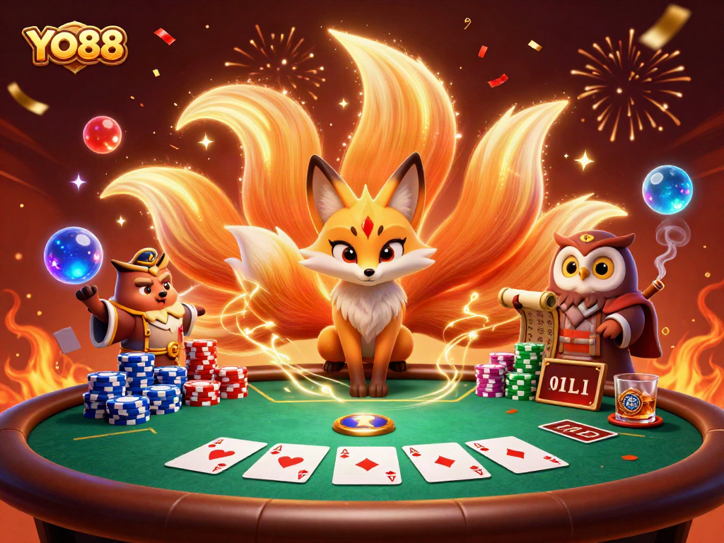 Experience thrilling gameplay at YO88 with luminous characters and vibrant casino elements