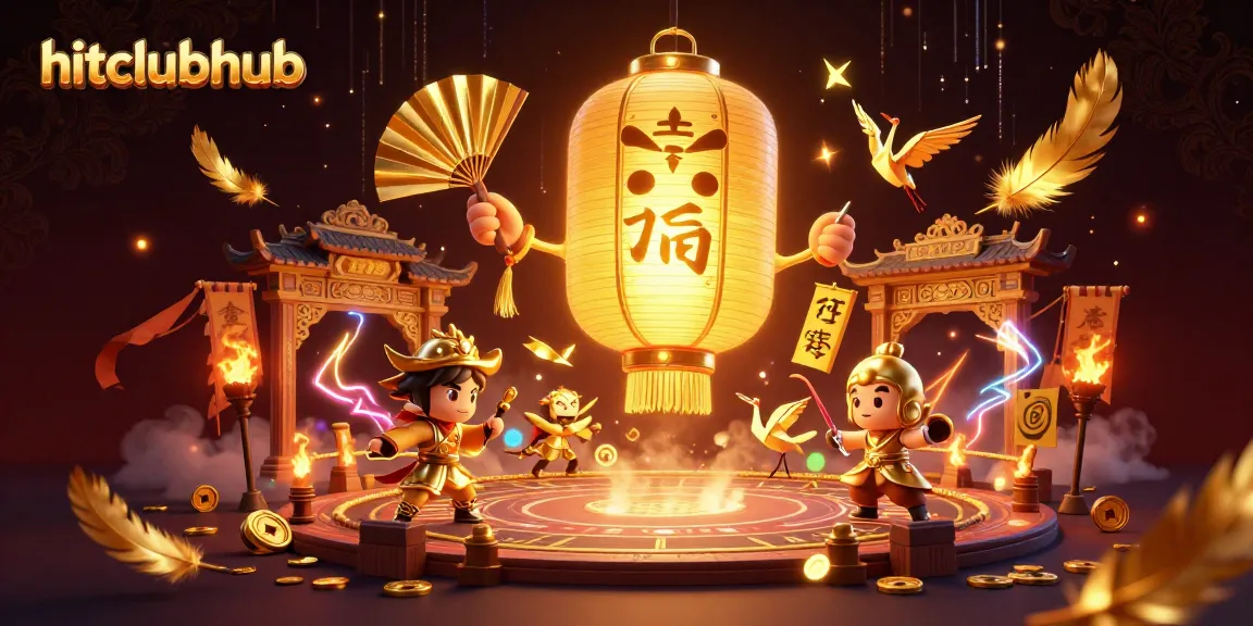 Experience thrilling action at hitclubhub with glowing lantern spirit and warriors in a vibrant casino.