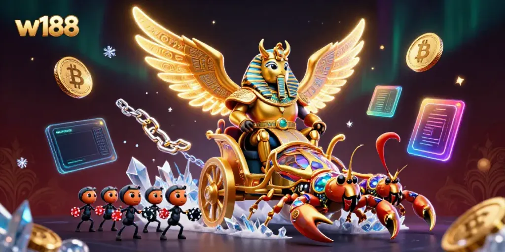Engage with thrilling gameplay at w188, where colossal scarab beetles race in a vibrant crypto casino.