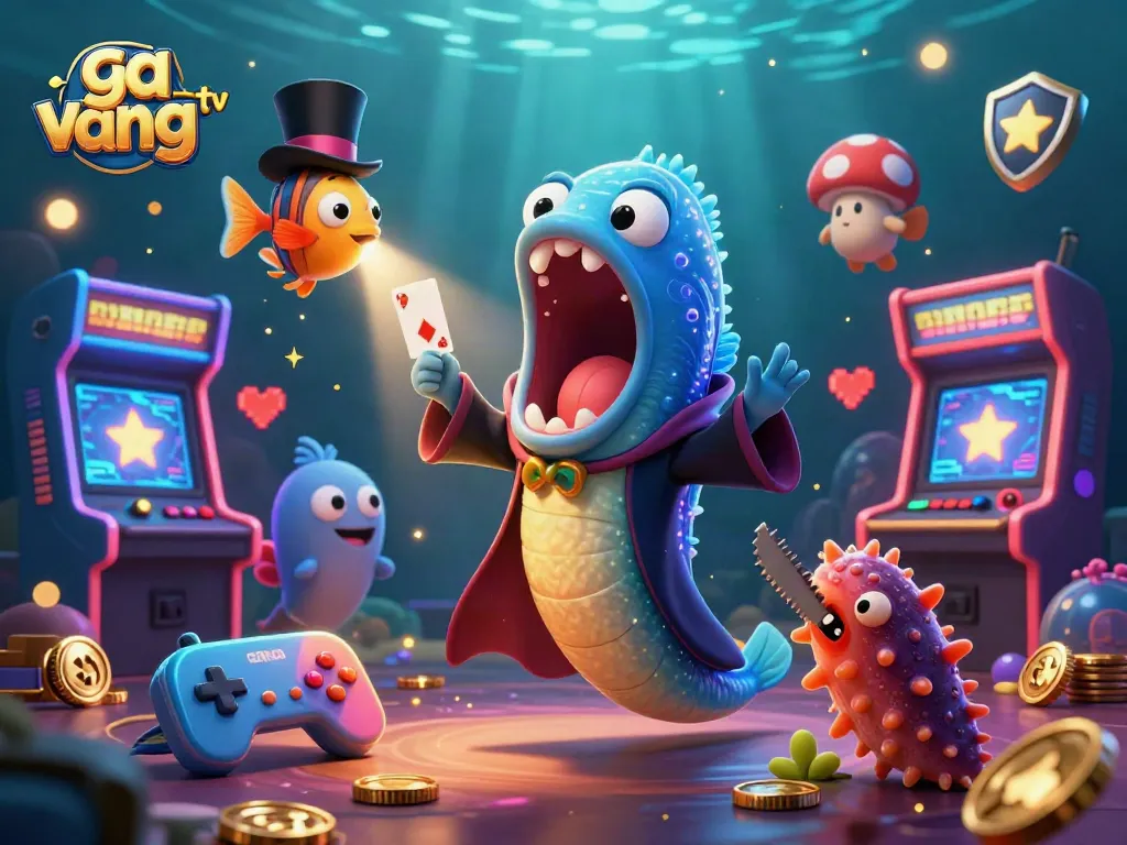 Experience ga vang tv magic with intricately designed underwater gambling scene featuring vibrant characters.