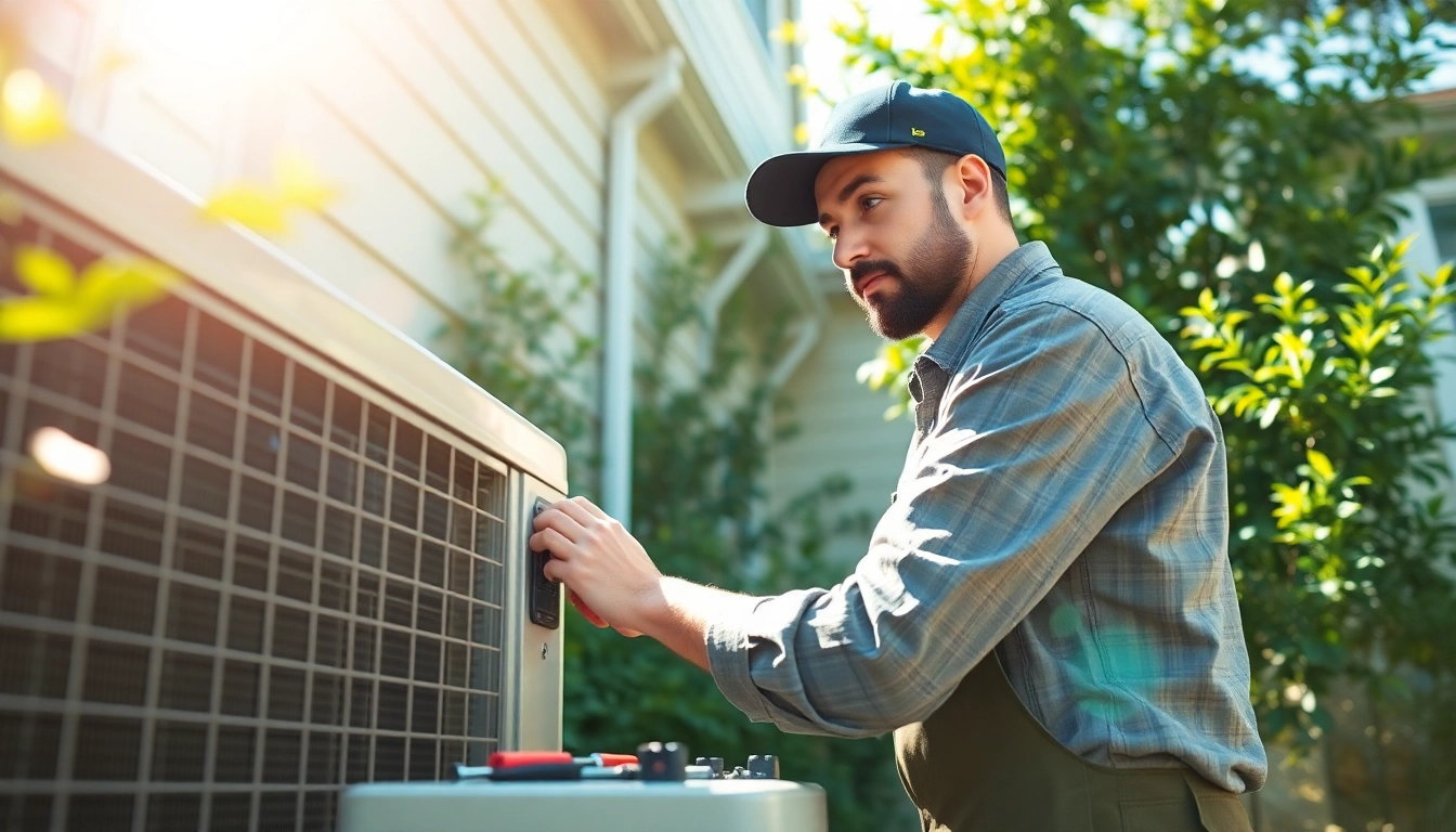 Air Conditioning Repair Tampa featuring a technician working on a residential unit outdoors.