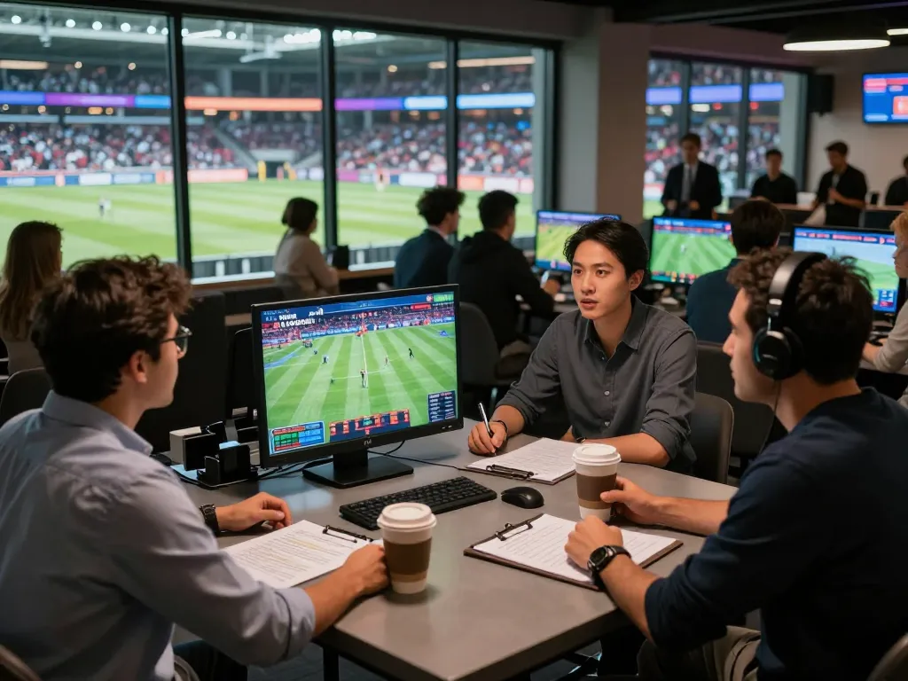 Dynamic sports analysis at a betting lounge showcasing Nowgoal live scores and statistics.