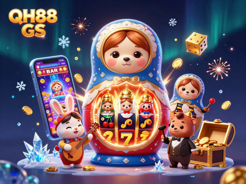 Engage with the vibrant casino world of QH88 GS featuring dynamic characters and lively gaming elements.