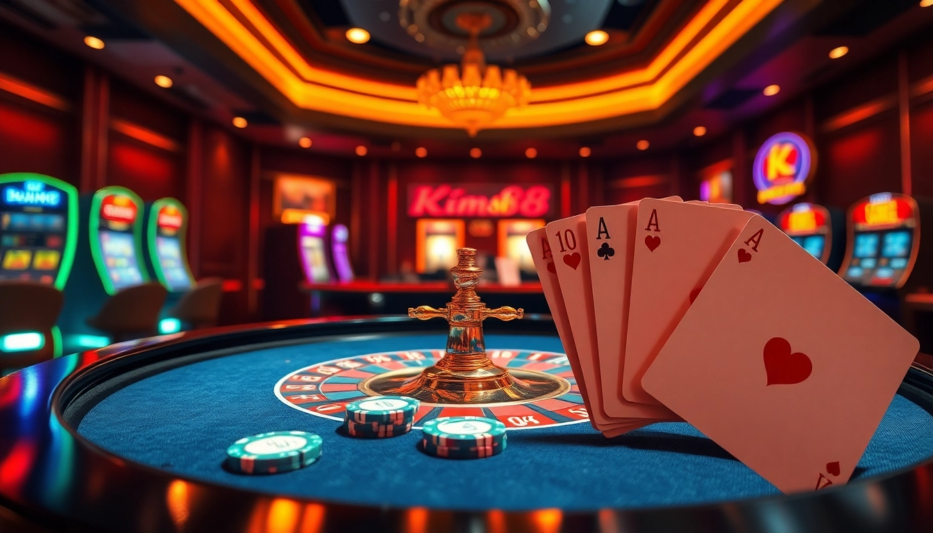 Engaging scene of players enjoying kim88-themed roulette at a luxury casino.
