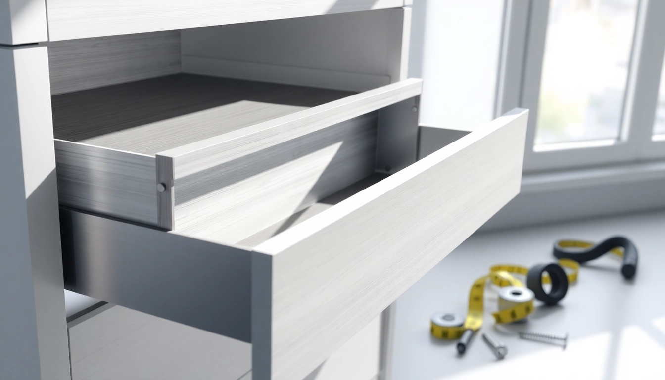 Showcase of a Double Wall Drawer System with detailed design elements illustrating durability and stability.
