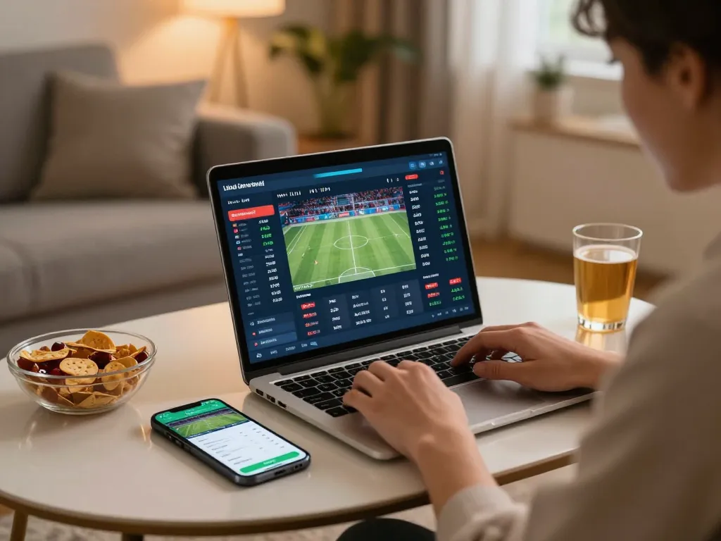 Soi keo nha cai during an engaging online sports betting session at home.
