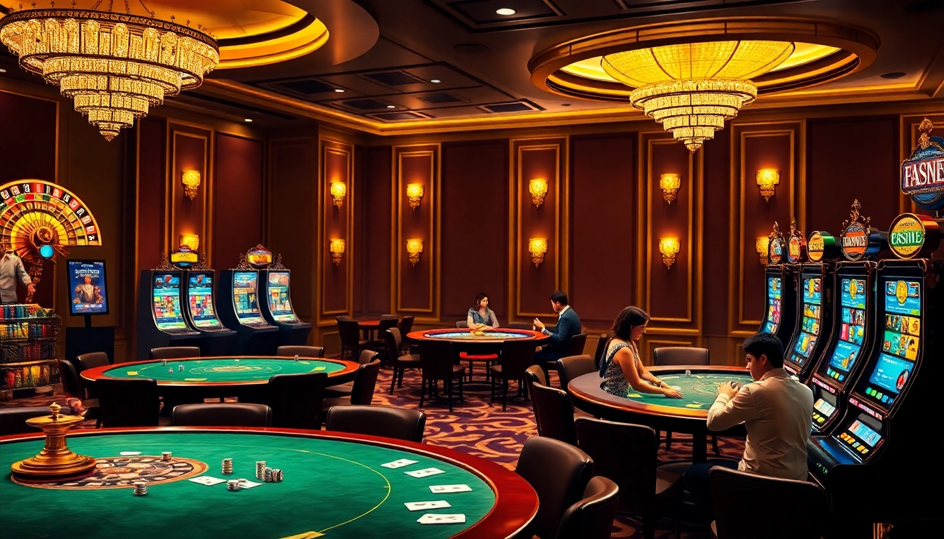 S666 đăng nhập action at a luxurious casino with vibrant games and high-stakes tables.