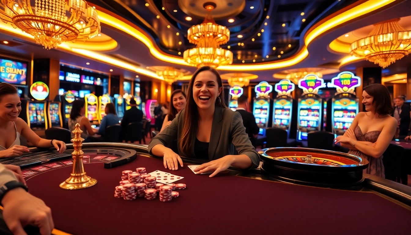 Players engaging in high-stakes gambling at rikvip.gb.net's upscale casino tables, showcasing excitement and luxury.